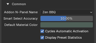 Zen BBQ Preferences Common Settings
