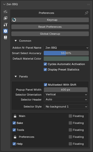 Zen BBQ Preferences System Controls