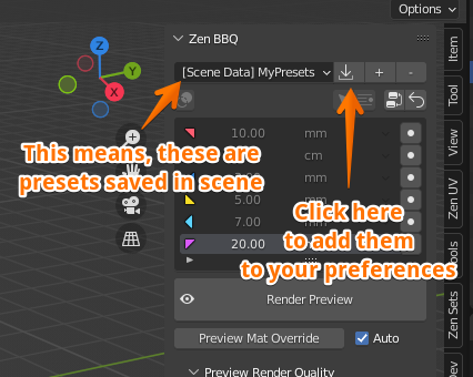 Importing Presets from Scene Data
